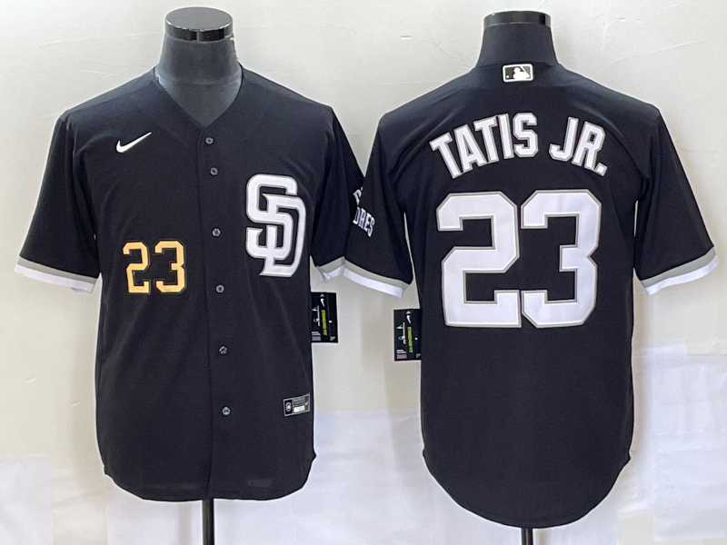 Men's San Diego Padres #23 Fernando Tatis Jr Number Black 2023 Cool Base Stitched Jersey